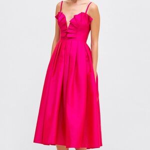 PatBO TAFFETA BLOOM MIDI DRESS